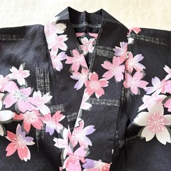 レディース 浴衣 黒 ピンク 桜柄 お祭り 大人の画像