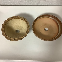 植木鉢　盆栽鉢　野草鉢　波ふち　園芸　2点の画像