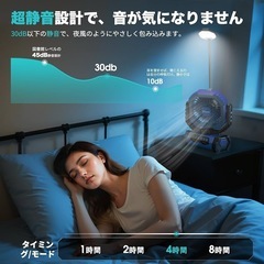 キャンプ扇風機 青 アウトドアファン 卓上扇風機 充電式 20000mAh リモコン タイマー機能付き 小型サーキュレーターの画像