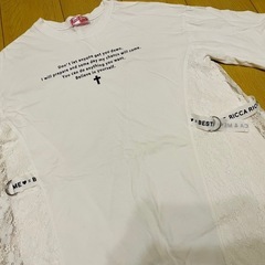 美品　レース付きホワイト半袖　Tシャツ　カットソーの画像