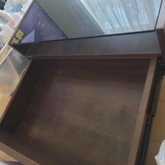 収納付W120cmガラステーブルの画像