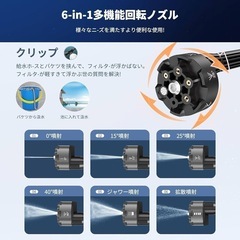 高圧洗浄機 コードレス 洗車機 充電式 強力噴射 吐出圧力 8MPa圧力の画像