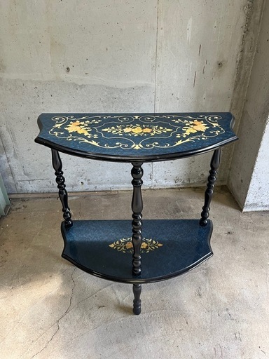 イタリア製サイドテーブル (象嵌細工、アンティーク調、バーカート、サービステーブル、サービングカート、キッチンワゴン)