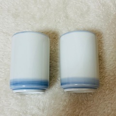 【新品未使用】夫婦 湯呑み 湯のみ ペア 陶器 昭和 平成 レトロ　2個セットの画像