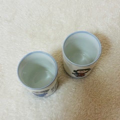 【新品未使用】夫婦 湯呑み 湯のみ ペア 陶器 昭和 平成 レトロ　2個セットの画像