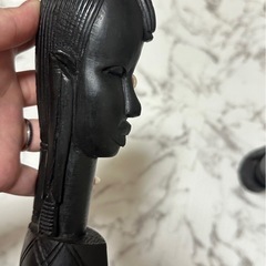 頭像 アフリカ タンザニア 黒檀 彫刻　木彫り エスニック オブジェ2体の画像