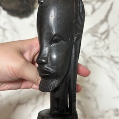頭像 アフリカ タンザニア 黒檀 彫刻　木彫り エスニック オブジェ2体の画像