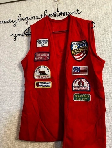 レア物 70s USA製 Good Sam Club パッチ付き コーデュロイベスト古着