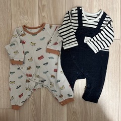 【1着あたり300円以下！】ベビー服9点セットまとめ売り　秋服冬服　70〜80サイズ＊ロンパース、ボディ肌着、ジャンプスーツ、アウター、長袖の画像