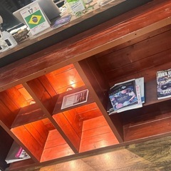 木製ラック  木製棚 照明付き デザイナー家具　家具職人 レトロ アンティーク
の画像