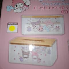 マイメロ&クロミ　クリアティッシュケース　ロゴパープルの画像
