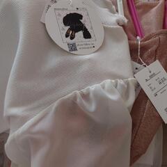 新品タグ付き 半袖 袖シフォントップス Lサイズ オフホワイトの画像