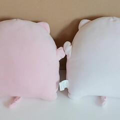 ブタの中型ぬいぐるみ 白、薄ピンク、2個セット 新品未使用品の画像
