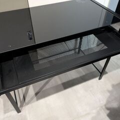ニトリ ガラスデスク ブラック 美品 の画像