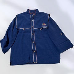 伊太利屋 スカートセットアップ デニム風 ボタンダウン ロゴ刺繍入 7号 Sサイズ インディゴブルー
の画像