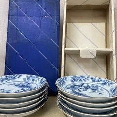染付花鳥皿10客の画像