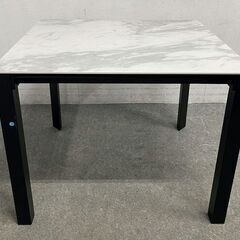 筑波産商 グラナダ セラミックテーブル 90×80cm チェア2脚付属 大理石柄 ダイニング3点セット インテリア 中古家具 店頭引取歓迎 R9846の画像