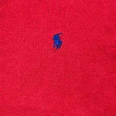 アメリカ製 ポロバイラルフローレン ポニー刺繍 半袖 ポロシャツ L レッド 赤 米国製 鹿の子 メンズの画像