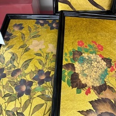 リユースのサカイ東金店　金沢金銀箔工芸　花柄プレート5枚セット　未使用品 TJ13542の画像