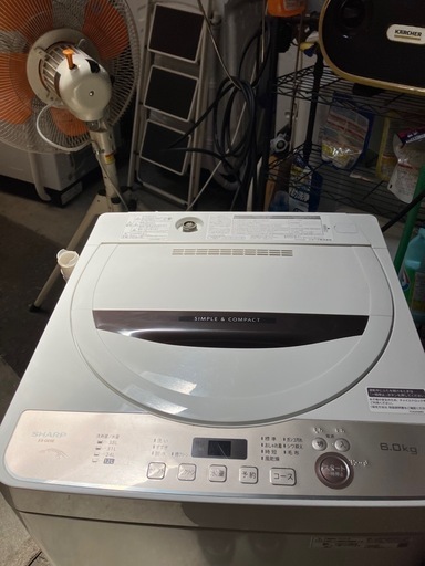 O　2507-769 SHARP 全自動電気洗濯機 ES-GE6E 2021年製 6kg 動作確認済み キズ 汚れあり