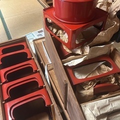 朱塗りの漆器（昭和初期）未使用品もありますの画像