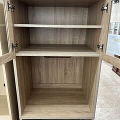 ★リユースのサカイ高崎店★TJ12319  食器棚 ベージュ H178.5×D43.5×W58 クリーニング済みの画像