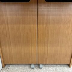 ★リユースのサカイ高崎店★TJ12328  デスク 茶 H136.5×D31.0～68.5×W82 クリーニング済みの画像
