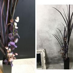 人工観葉植物 モノトーン ブラックリーフ ソードリーフミックスポット 造花 110cmの画像