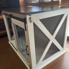 天板付き木製犬用ゲージの画像