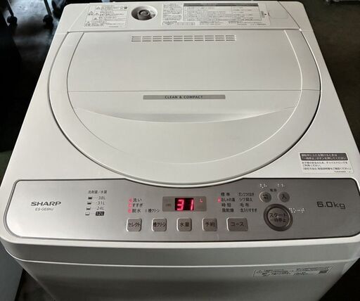 シャープ 全自動電気洗濯機 ES-GE6HJ 6.0kg 2023年製 通電確認