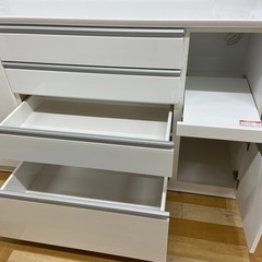 【トレファク ラパーク岸和田店】レンジボード ニトリ 2枚スライド扉 スライド台 レジューム150 ホワイト 290の画像