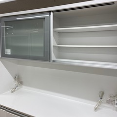 【トレファク ラパーク岸和田店】レンジボード ニトリ 2枚スライド扉 スライド台 レジューム150 ホワイト 290の画像