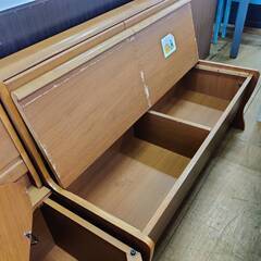 【愛品倶楽部柏店】シギヤマ家具工業 木製コーナーベンチダイニング4点セット 収納ありの画像