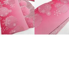 半幅帯 2本セット ポリエステル ピンク×桜・ピンクグラデーション×雪輪 雪の結晶 単衣帯 半巾帯 細帯 洗える 仕立て上がり 【キモノオフ野々市若松店】の画像