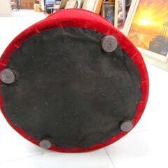 複数在庫 昭和レトロ スツール 直径約39cm 高さ約37cm 布張り 赤系 椅子 オットマン 苫小牧西店の画像