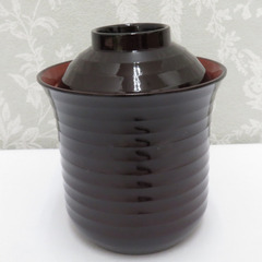 食器 小吸物椀  蓋付き 溜 松葉 漆器 汁椀 箱有 5客組 【キモノオフ野々市若松店】の画像