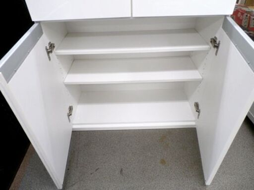 キッチンカウンター 幅80㎝ バーカウンター ホワイト 鏡面仕上げ 白