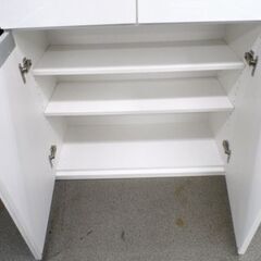 キッチンカウンター 幅80㎝ バーカウンター ホワイト 鏡面仕上げ 白 引出し収納付き 西岡店の画像