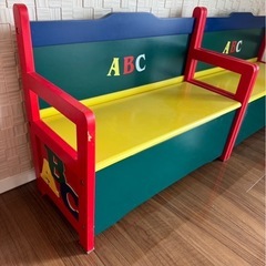 子供用 キッズ用品 椅子 長椅子 英語 おしゃれ かわいい カラフル ABC 収納付き の画像