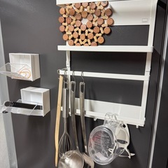 食器 調理器具 米びつ×2   山崎実業サイドラックの画像