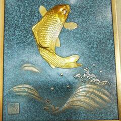 鯉  彫金  額縁付きの画像