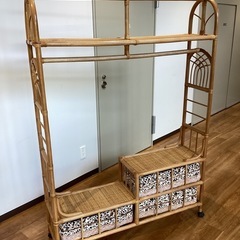 ラタンハンガーラック【町田市再生家具】251290の画像