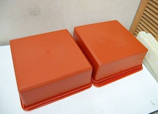 TUPPER WARE 収納ケース 2個セット 幅34×奥34×高15cm オレンジ