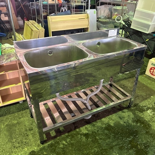 リユース☆エコちょっぷ】厨房機器 アズマ ステンレス 二層シンク