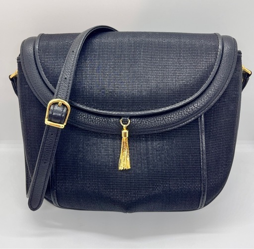 希少◎SANZERIAホースヘアーショルダーバッグ 馬革 フォーマル レザー 黒