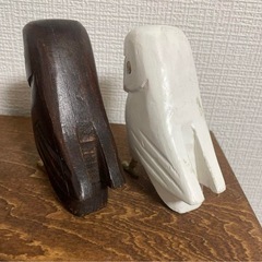 鳥 置物 オブジェ バード 木製 2個セットの画像