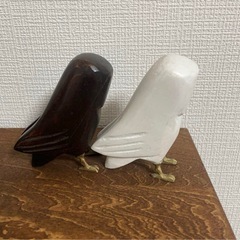鳥 置物 オブジェ バード 木製 2個セットの画像