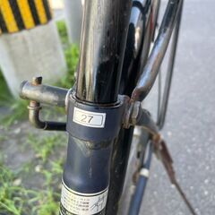 自転車　No.400　紺　27インチ　6段切り替え　LEDライト　【リサイクルショップどりーむ荒田店】の画像