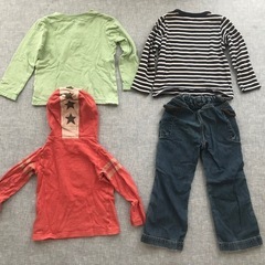 ②サイズ110ミキハウスダブルB 長袖Tシャツ3枚ジーパン1着セットの画像