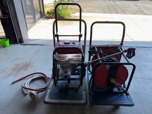 【取引中】 新ダイワ　高圧洗浄機　スピードジェッター　JE1412　ドラムホース・ガン付き